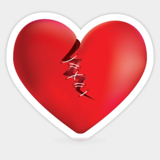 Broken heart with stitches Sticker